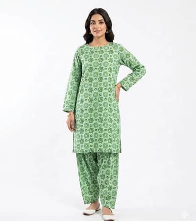 Green Printed 2 Piece Ladies Suit – New