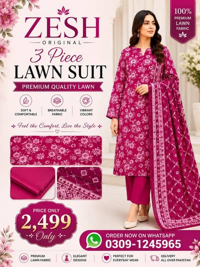 Zeesh Original 3 Piece Lawn Suit | Summer Collection | Rs. 2,499