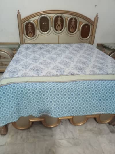 Deco paint bed with mattress, side tables and dressing