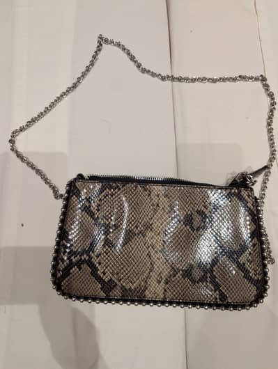 Primark Snake Print Crossbody Chain Bag