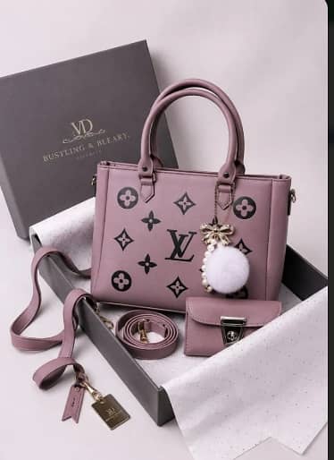 Women's Leather Plain Hand Bag Set