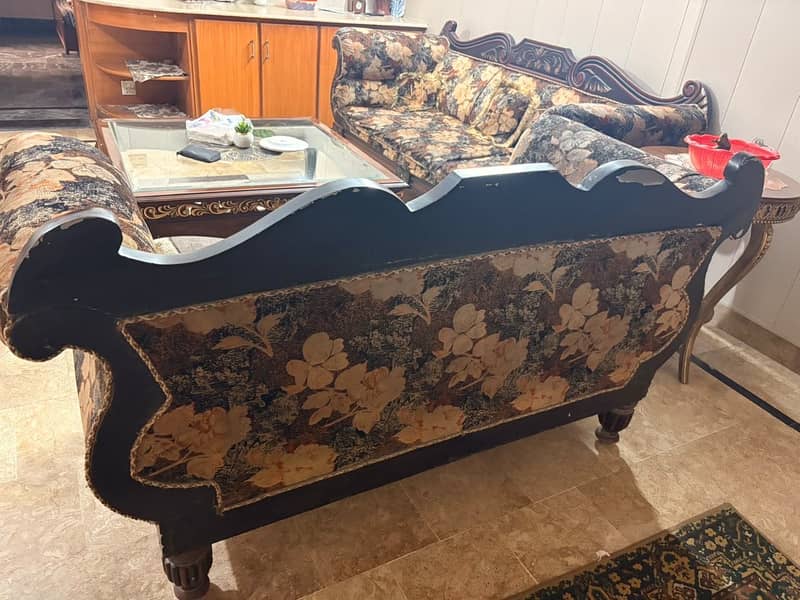 Wood frame structured sofa set 1