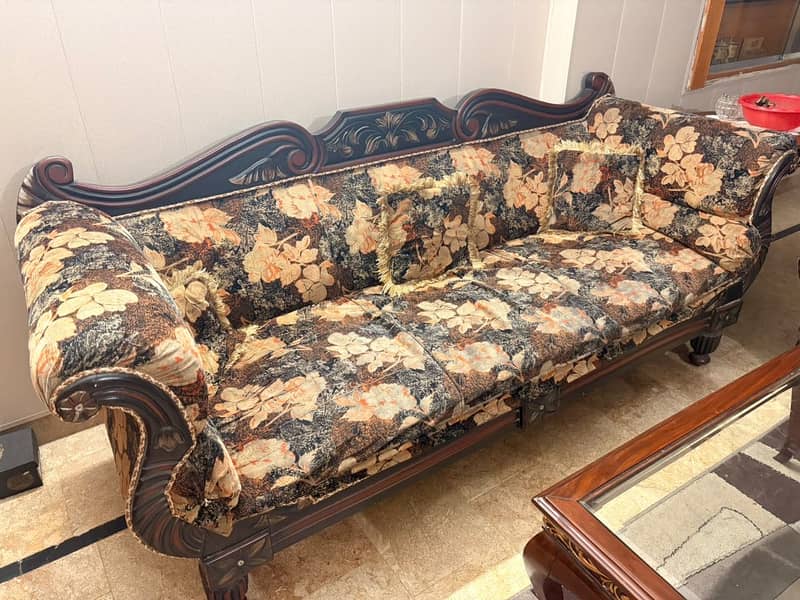 Wood frame structured sofa set 3