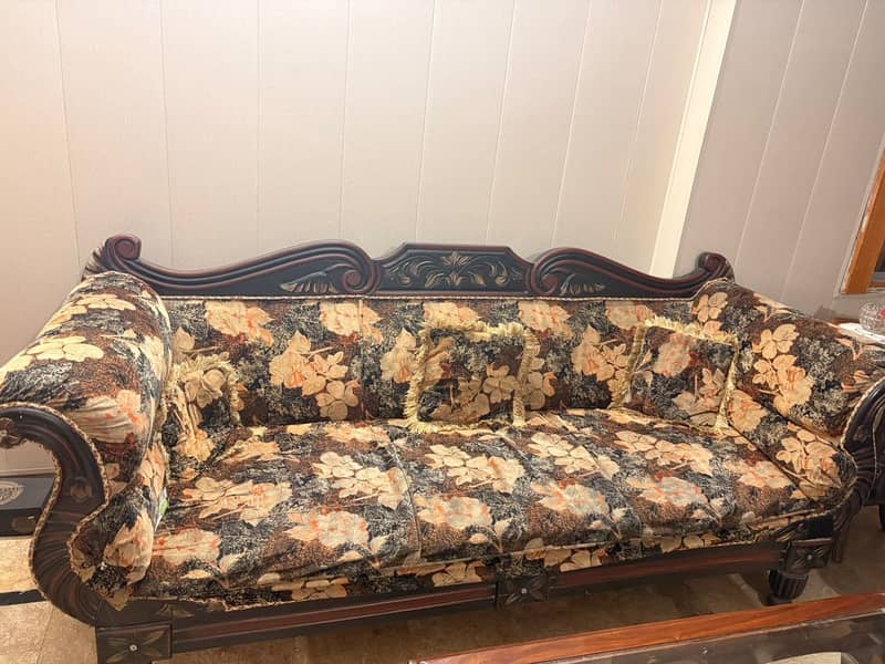 Wood frame structured sofa set 5