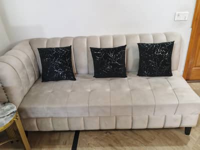complete mega sofa set with cushions and table