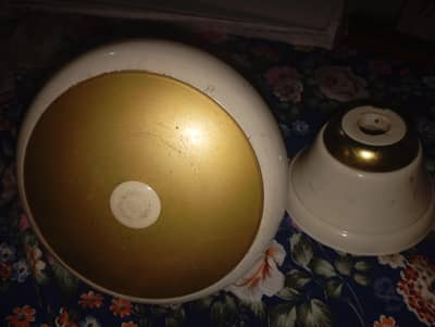 White & Golden Ceiling Fan – Strong Air – Good Condition