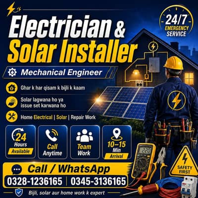 24/7 Electrician & Solar Installer Home Electrical Repair Service