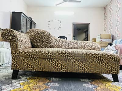3-Seater Premium Fabric Sofa – Brown Pattern | Comfortable & Durable