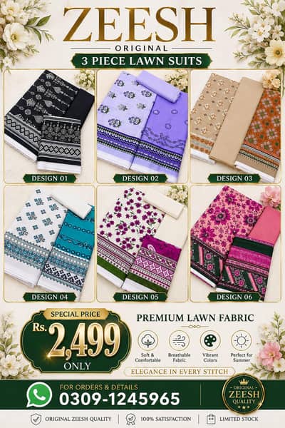Original Zesh 3 Piece Lawn Suits | Premium Summer Collection 2026