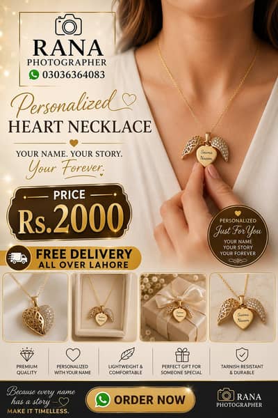 Personalized Heart Necklace | Heart Neclace