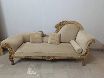 Solid Wood King Size Bed,Deewan and 2 Side Tables