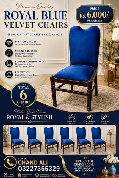 Royal blue velvet dining chairs | Premium Wooden Chairs