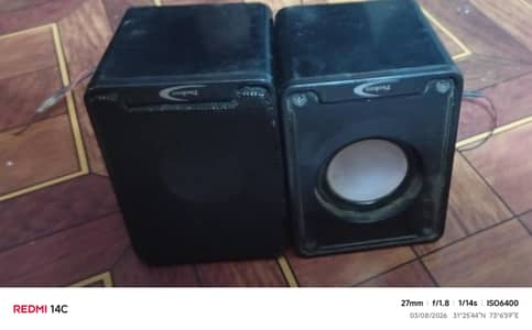 two mini techno speakers in working condition