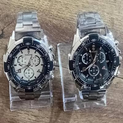 Men's Luxury Quartz Analog Watch Silver Black Dial