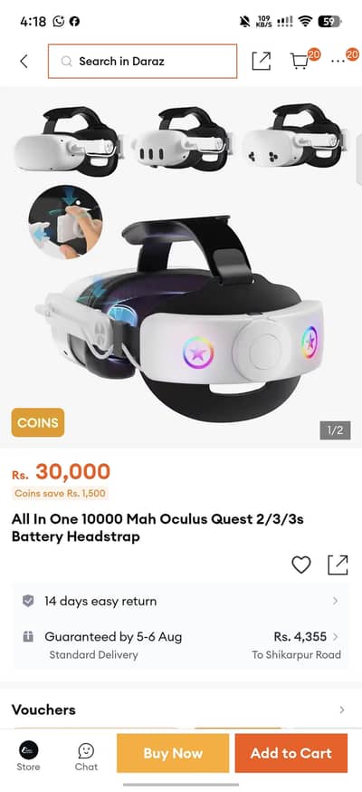 All in One Battery Headstrap Oculus quest 2/3/3s
