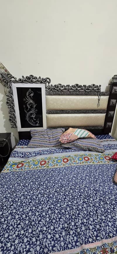 Wooden Double Bed set with dressing table & 1 side table for sale