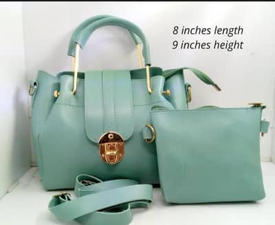 Green PU Leather Crossbody bag Set with Pouch