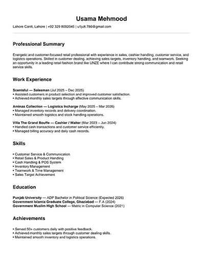 salesman, Order taker, assistant manager, waiter