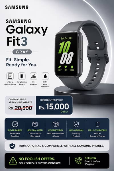Samsung Galaxy Fit3 (Gray) – Like New