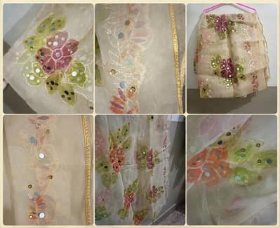 organza painted dupatta