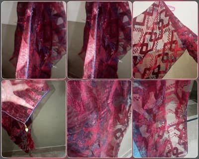 organza dupatta blue and maroon color
