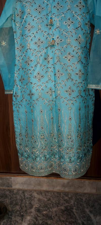 Fancy 3 PC ready to wear New dress ( organza fabric)