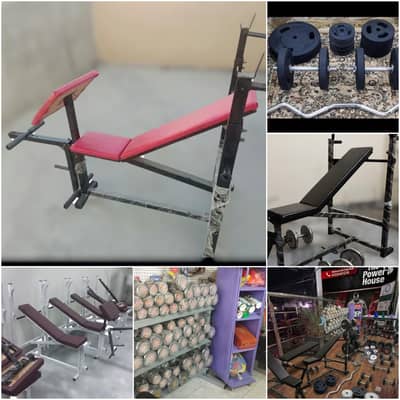 rubber dumbbell chrome olympic barbell multi bench press gym rod plate