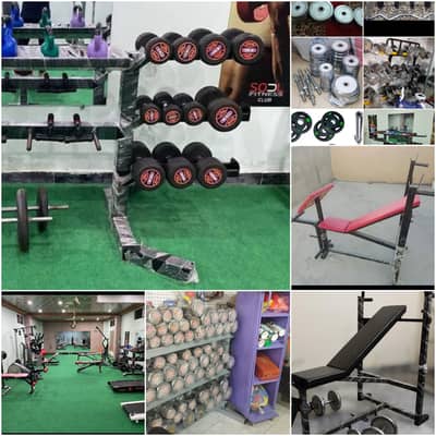 multi bench press rubber dumbbell weight chrome plates rod multi gym r
