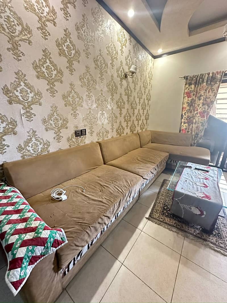 L shaped slightly used sofas with good condition table 2