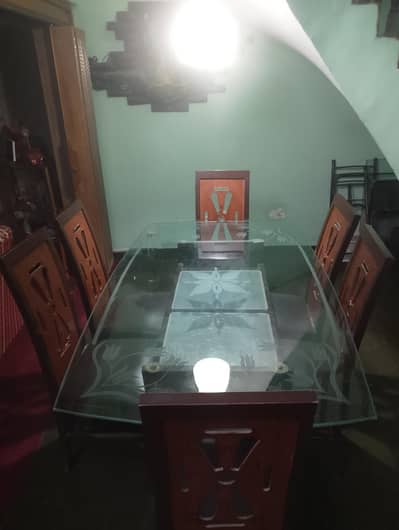 6 seats double layer dining table