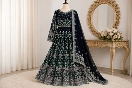 Bridal Embroidered Net Maxi Wedding Dress