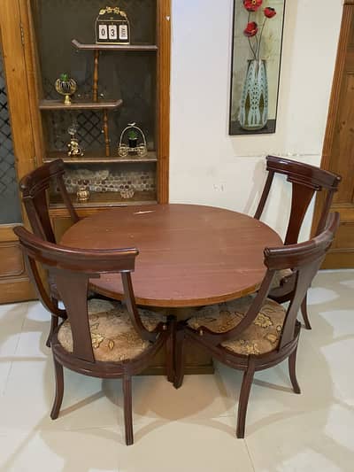 4 seater wooden dining table with chairs