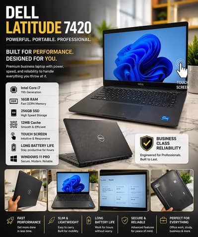 Dell Latitude 7420 | Core i7 11th Gen | 16GB RAM | 256GB SSD |Touch |