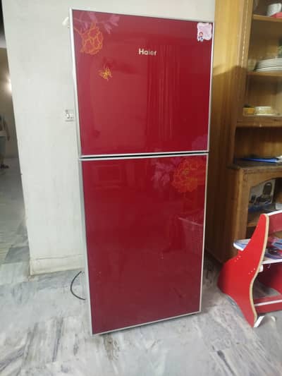 Haier Double Door Refrigerator – Red Glass Door – Excellent Condition