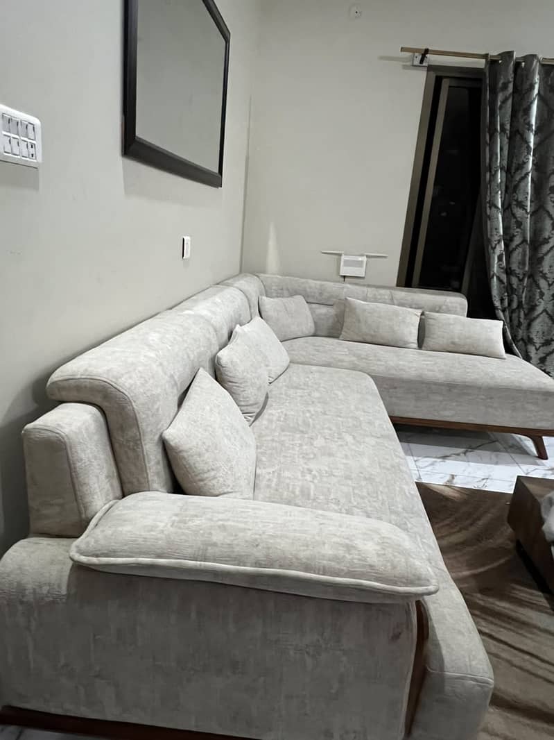 Offwhite colour L shaped sofa 0