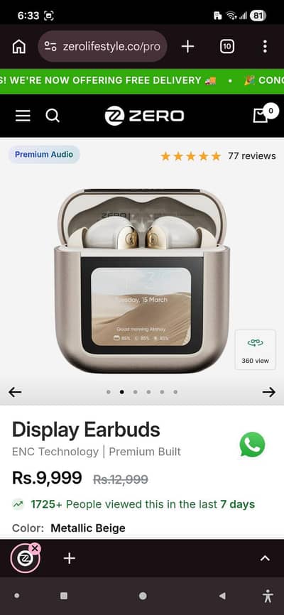 Zero Display earbuds.