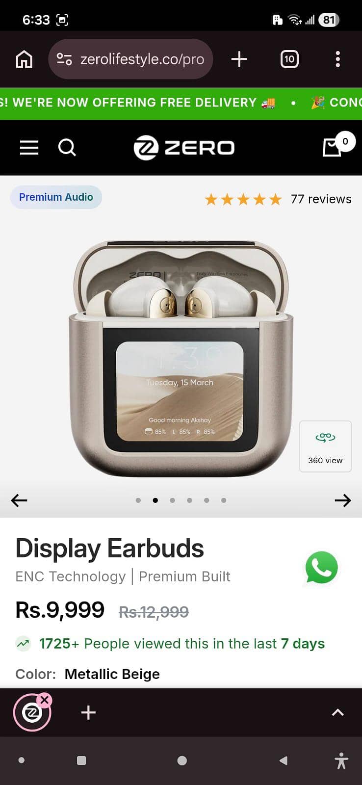 Zero Display earbuds. 0