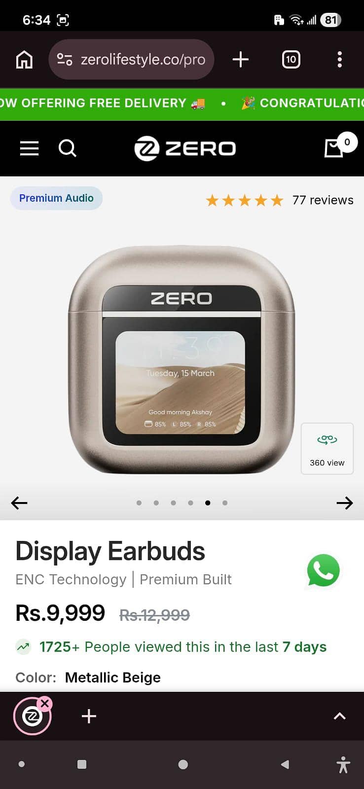 Zero Display earbuds. 1