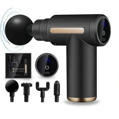 portable deep tissue massager gun with 4 massager heads - rechargeable