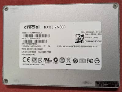 Crucial MX100 512GB SSD SATA 2.5" Original – Good Condition