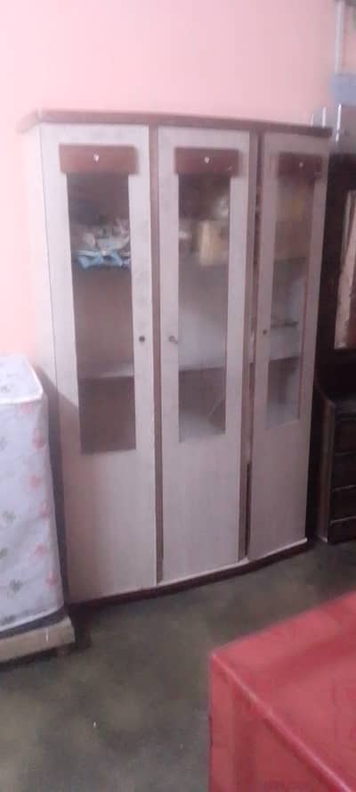 3 Door Glass Wardrobe Almari - Good Condition | Karachi