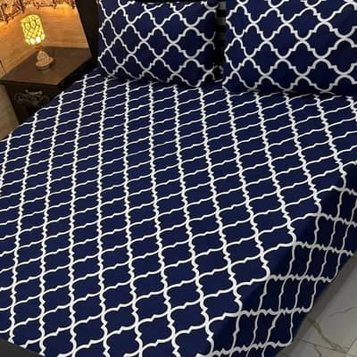 Printed Crystal Cotton King Size Bedsheet With 2 Pillow Covers