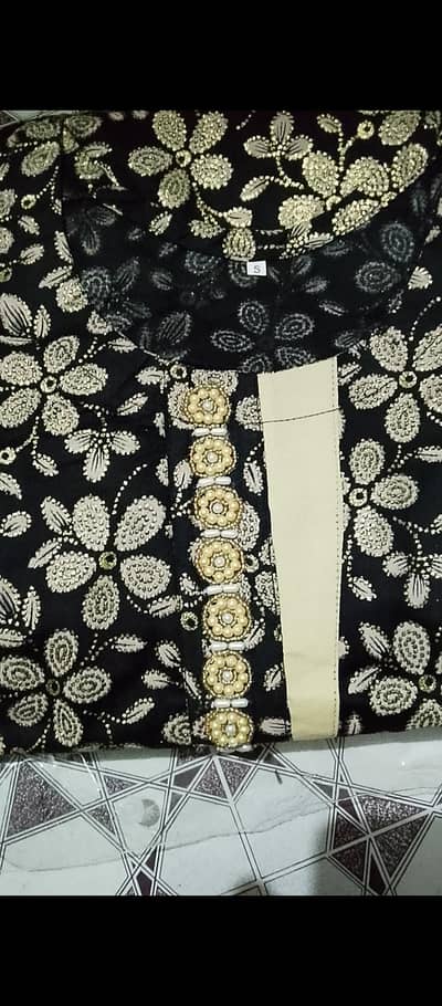 Black Golden Printed 3 Piece Lawn Suit - M/L