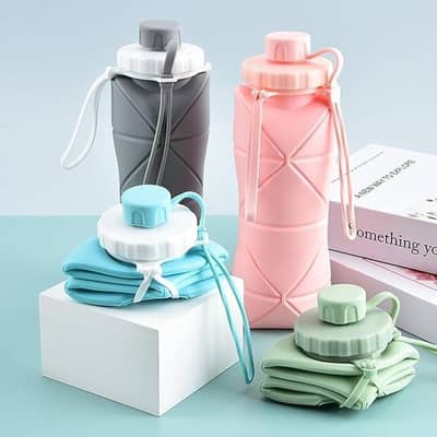 Silicone Folding Bottle | 600ML Silicon Foldable Bottle |Travel Bottle