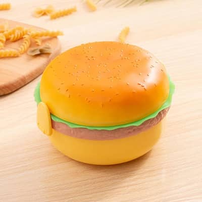 Lunch Box For Kids Burger Hamburger Shaped Multi Layer 6x3.5 Inches