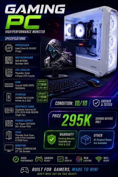 Gaming pc With 2K Monitor