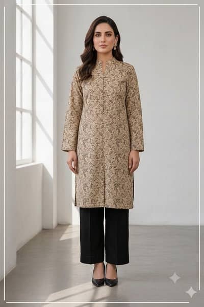 Unstitched Black Allover Block Printed 2-Pcs Katan Silk Suit for Women