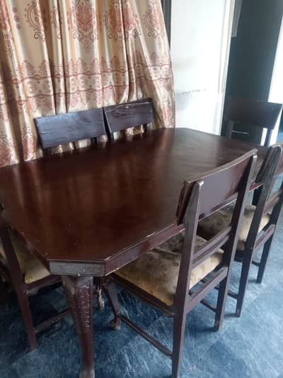 Dining table with 6 chairs pure wood