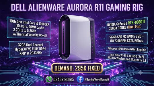 DELL Alienware Aurora R11 Pc i9 10900KF 32GB HYPERX RAM GTX 2080 SUPER