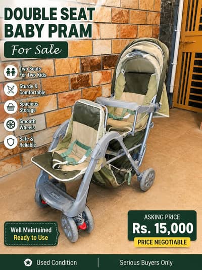  Double Seat Baby Pram – Good Condition 